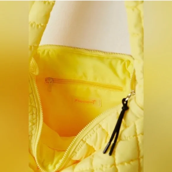 NWT Free People Yellow Quilted Hobo Bag - Sour Citrus - Picture 8 of 11